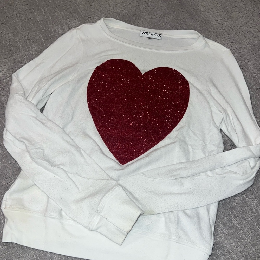 Wildfox Glitter Heart Baggy Beach Jumper